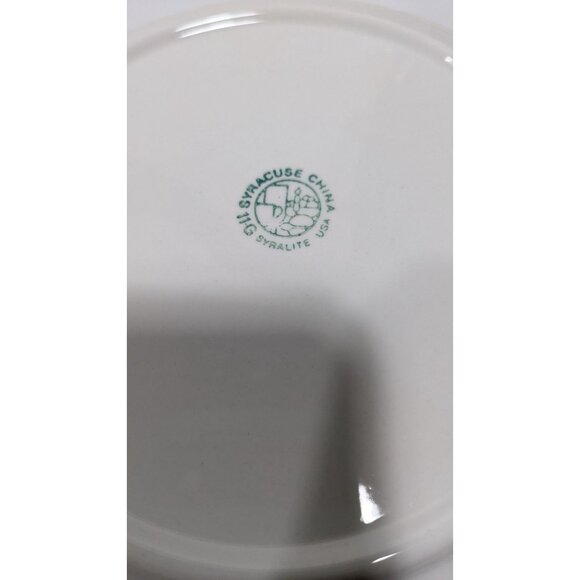 Syracuse China Syralite Bread Plate White Green Mid-Century USA Dinnerware - Picture 4 of 5